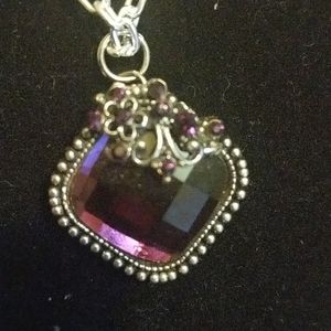 Beautiful Purple Glass jewel with crystal flowers